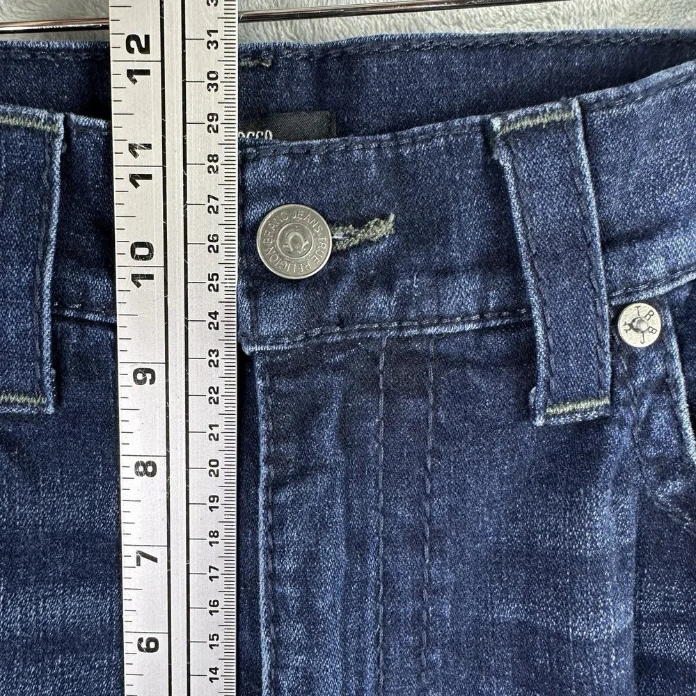 True Religion Rocco Relaxed Skinny Jeans Mens 36 Blue Distressed Stretch Denim